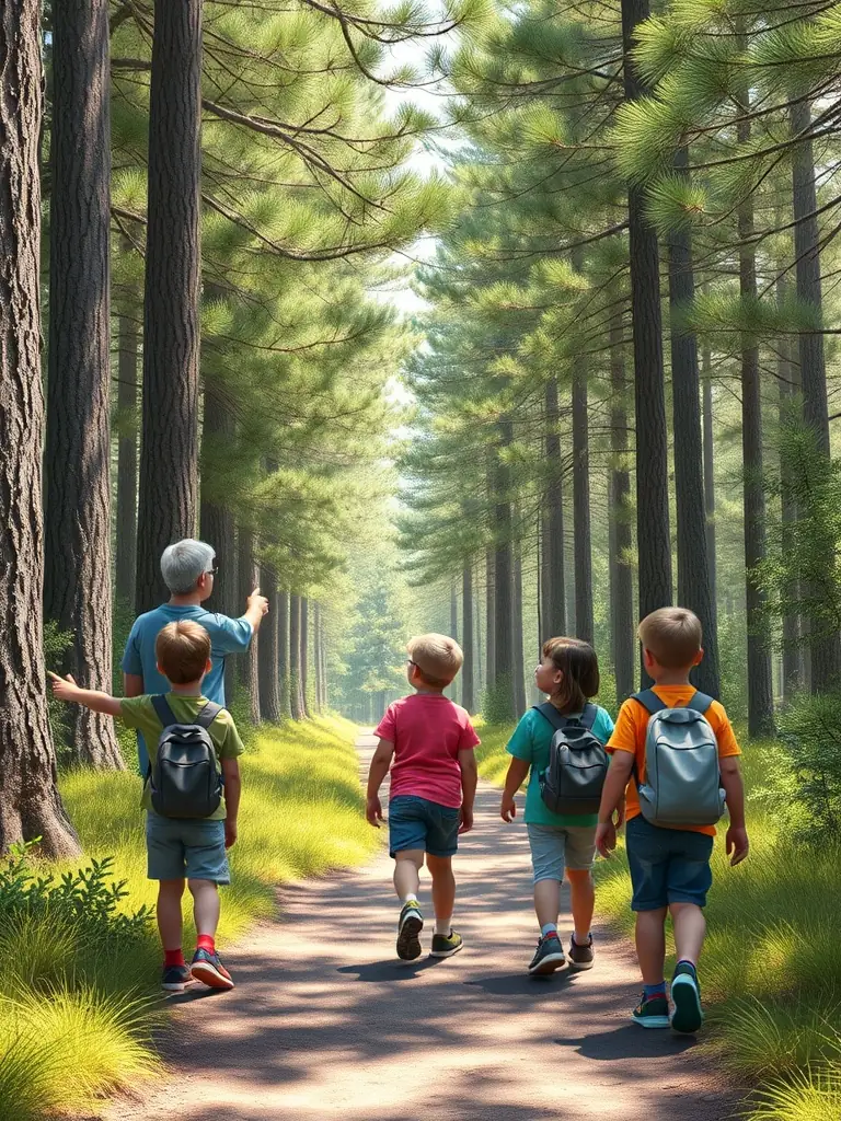 A picture of children participating in an educational tour of a natural reserve in Limousin, highlighting environmental awareness and outdoor learning.