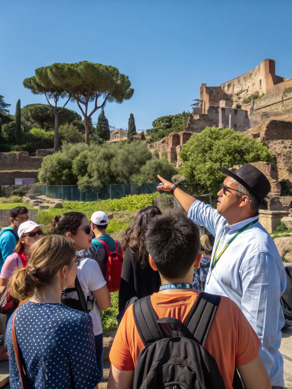 A photo of a guided tour led by a knowledgeable member of LES AMIS DE LA MAISON DU PATRIMOINE, showcasing a historical site to a group of interested community members.